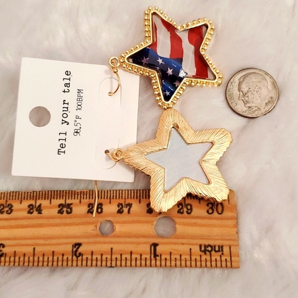 Stars and Stripes U.S. Flag star shaped pierced earrings 4th of July Patriotic - Picture 4 of 5